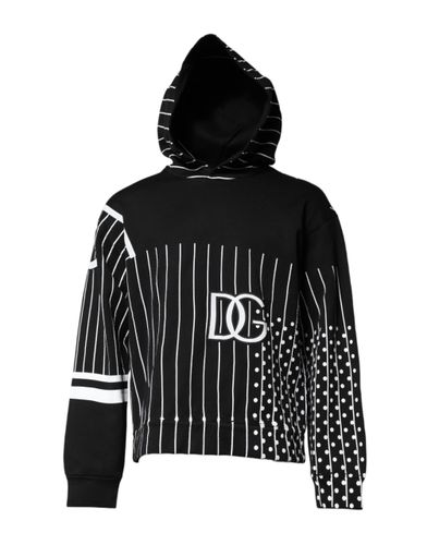 Black White Stripe Hooded Sweatshirt Men's Sweater - Dolce & Gabbana - Modalova