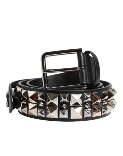 Calf Leather Studded Silver Buckle Men's Belt - Dolce & Gabbana - Modalova