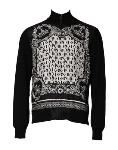 Black White Bandana Print Full Zip Men's Sweater - Dolce & Gabbana - Modalova