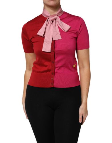 Short Sleeves Buttoned Ascot Collar Women's Top - Dolce & Gabbana - Modalova