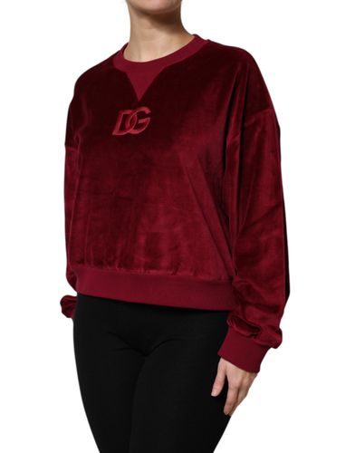 Cotton Velvet Crew Neck Pullover Women's Sweater - Dolce & Gabbana - Modalova