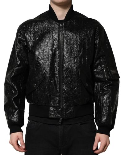 Logo Plaque Bomber Full Zipper Men's Jacket - Dolce & Gabbana - Modalova