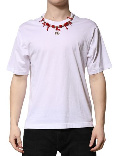 Embellished Cotton Crew Neck Men's T-shirt - Dolce & Gabbana - Modalova