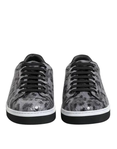 Gray Leather Leopard Low Top Sneakers Men's Shoes (Pre-Owned) - Dolce & Gabbana - Modalova