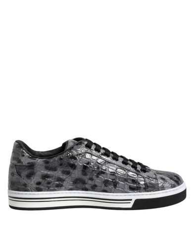 Gray Leather Leopard Low Top Sneakers Men's Shoes (Pre-Owned) - Dolce & Gabbana - Modalova