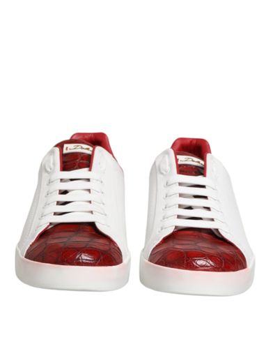 White Red Leather Lace Up Sneakers Men's Shoes (Pre-Owned) - Dolce & Gabbana - Modalova