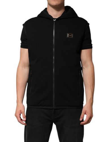 Sleeveless Hooded Logo Plaque Men's Jacket - Dolce & Gabbana - Modalova