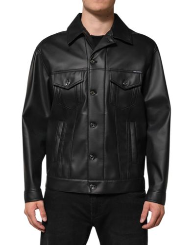 Polyester Button Down Biker Men's Jacket - Dolce & Gabbana - Modalova