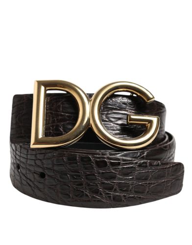 Exotic Leather DG Logo Buckle Men's Belt - Dolce & Gabbana - Modalova