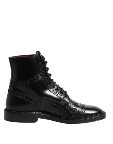 Leather Lace Up Mid Calf Boots Men's Shoes - Dolce & Gabbana - Modalova