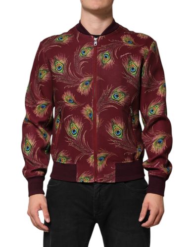 Peacock Feather Print Bomber Men's Jacket - Dolce & Gabbana - Modalova