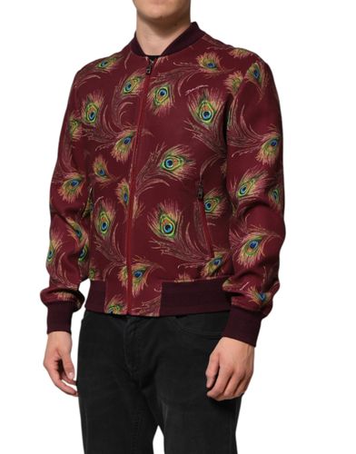 Peacock Feather Print Bomber Men's Jacket - Dolce & Gabbana - Modalova