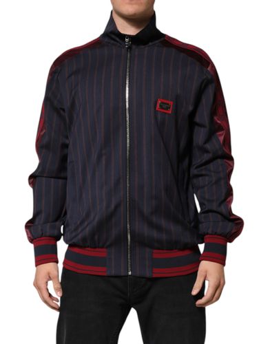 Red Striped Logo Plaque Full Zip Men's Jacket - Dolce & Gabbana - Modalova