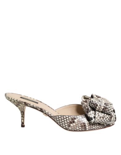 Keira Bow Leather Peep Toe Mules Women's Shoes - Dolce & Gabbana - Modalova