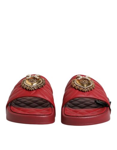 Devotion Matelassé Leather Slides Women's Shoes - Dolce & Gabbana - Modalova