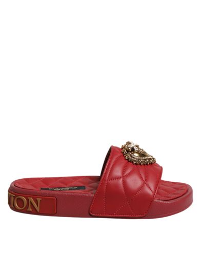 Devotion Matelassé Leather Slides Women's Shoes - Dolce & Gabbana - Modalova