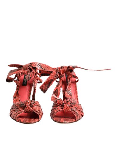 Python Leather Heels Sandals Women's Shoes - Dolce & Gabbana - Modalova