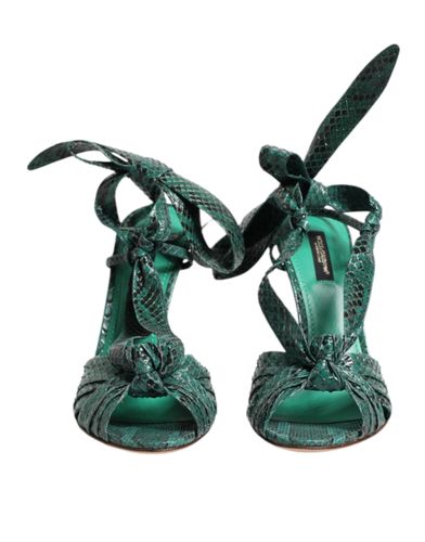 Python Leather Heels Sandals Women's Shoes - Dolce & Gabbana - Modalova
