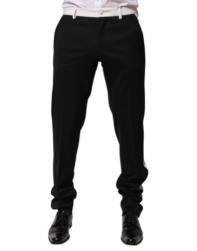 Black White Stripe Wool Men Trouser Men's Pants - Dolce & Gabbana - Modalova
