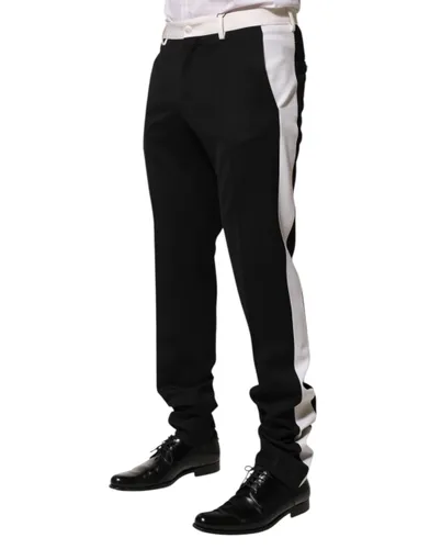 Black White Stripe Wool Men Trouser Men's Pants - Dolce & Gabbana - Modalova