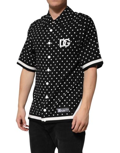 Black Polka Dot Short Sleeves Collared Polo Men's T-shirt - Dolce & Gabbana - Modalova