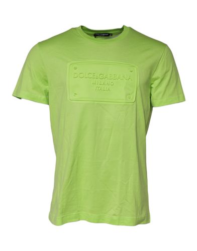 Embossed Logo Cotton Crew Neck Men's T-shirt - Dolce & Gabbana - Modalova