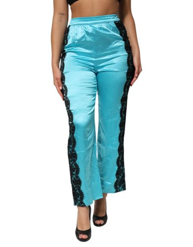 Blue Silk Garterized Straight Women Pajama Women's Pants (Pre-Owned) - Dolce & Gabbana - Modalova