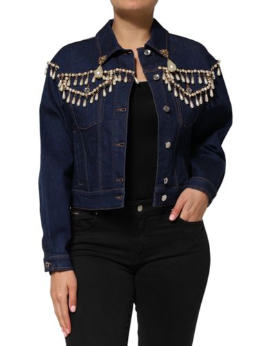 Cotton Denim Crystal Embellished Women's Jacket - Dolce & Gabbana - Modalova