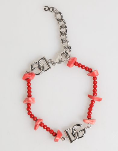 Tone Brass Beaded Resin DG Logo Chain Men Men's Bracelet - Dolce & Gabbana - Modalova