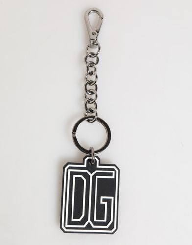 Black White DG Rubber Logo Silver Men Keychain Men's Keyring - Dolce & Gabbana - Modalova