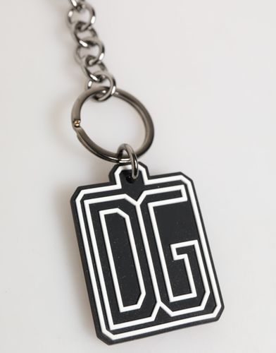 Black White DG Rubber Logo Silver Men Keychain Men's Keyring - Dolce & Gabbana - Modalova