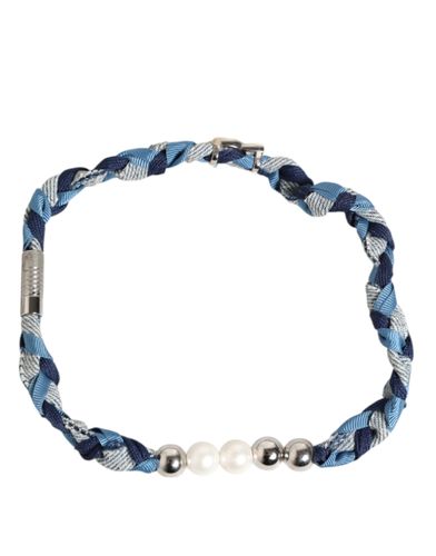 Blue White Braided Silver Metal Logo Beaded Men Men's Bracelet (Pre-Owned) - Dolce & Gabbana - Modalova