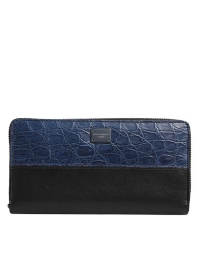Black Blue Exotic Leather Men Continental Clutch Men's Wallet - Dolce & Gabbana - Modalova