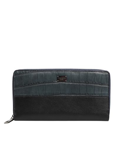 Black Blue Exotic Leather Men Continental Clutch Men's Wallet - Dolce & Gabbana - Modalova