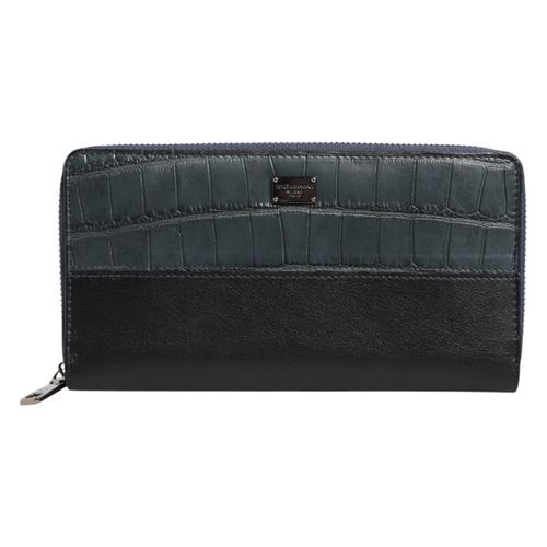 Black Blue Exotic Leather Men Continental Clutch Men's Wallet - Dolce & Gabbana - Modalova