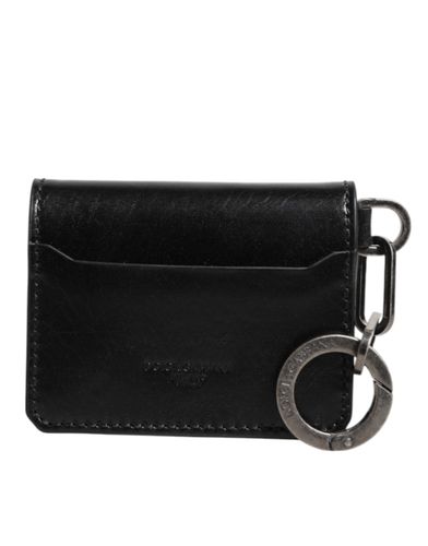 Men's Leather Logo Embossed Key Chain Card Holder Men's Wallet - Dolce & Gabbana - Modalova