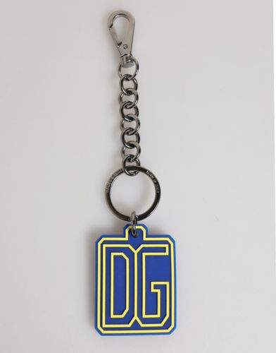 Yellow DG Rubber Logo Silver Men Keychain Men's Keyring - Dolce & Gabbana - Modalova