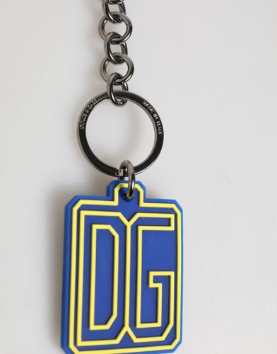Yellow DG Rubber Logo Silver Men Keychain Men's Keyring - Dolce & Gabbana - Modalova