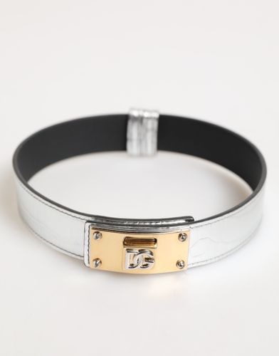 Textured Leather Gold Tone Metal Men's Neckband - Dolce & Gabbana - Modalova