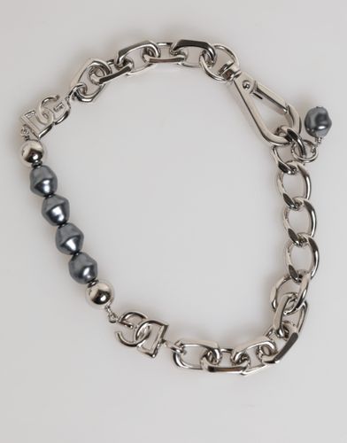 Tone Chain Lobster Clasp Logo Gray Pearls Men's Bracelet (Pre-Owned) - Dolce & Gabbana - Modalova
