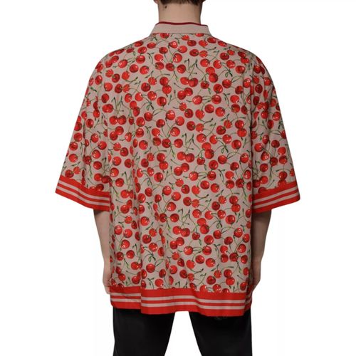 Beige Cherry Nylon Buttoned Casual Men's Shirt - Dolce & Gabbana - Modalova