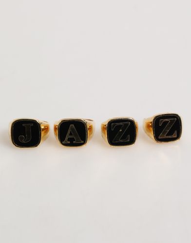 Gold Tone Brass JAZZ Letter Set 4 Pieces Adjustable Men's Ring - Dolce & Gabbana - Modalova