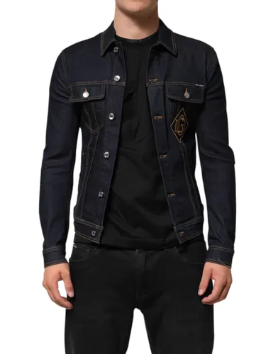 Indigo Denim Slim Fit Logo Patch Men's Jacket (Pre-Owned) - Dolce & Gabbana - Modalova