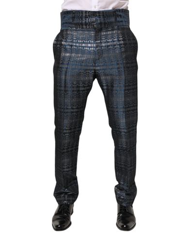 Silver Shiny Silk Skinny Men Trouser Men's Pants - Dolce & Gabbana - Modalova