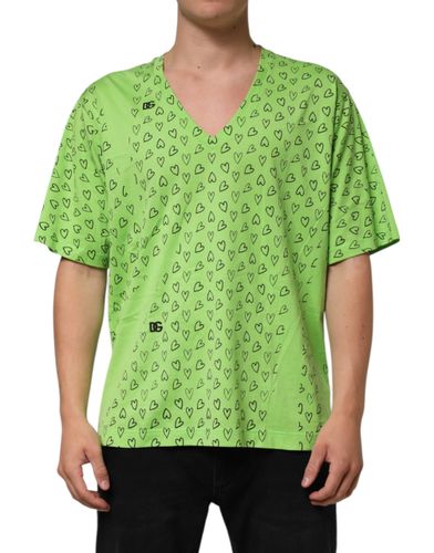 V-Neck DG Logo Heart Print Men's T-shirt (Pre-Owned) - Dolce & Gabbana - Modalova