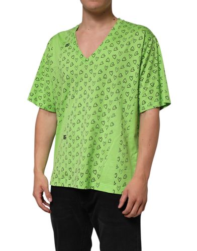 V-Neck DG Logo Heart Print Men's T-shirt (Pre-Owned) - Dolce & Gabbana - Modalova