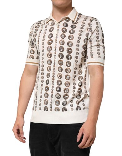 Silk Ivory Coin Print Logo Men Polo Men's T-shirt - Dolce & Gabbana - Modalova