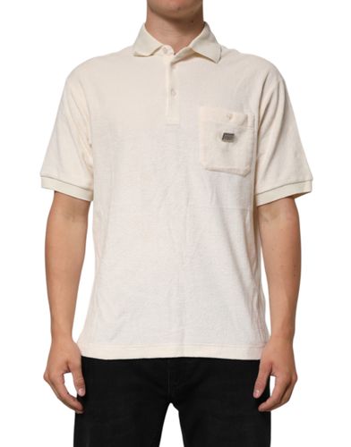 Ivory Cotton Terry Logo Pocket Polo Men's T-shirt - Dolce & Gabbana - Modalova