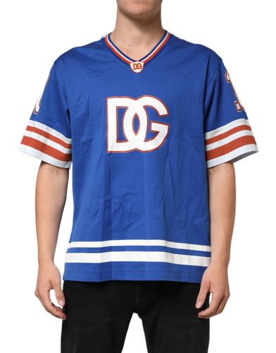 Blue Cotton DG Logo Mesh Jersey Men's T-shirt (Pre-Owned) - Dolce & Gabbana - Modalova