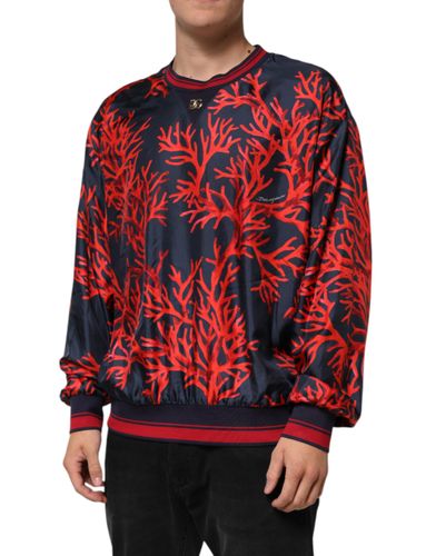Silk Navy Coral Print Pullover Men's Sweater - Dolce & Gabbana - Modalova